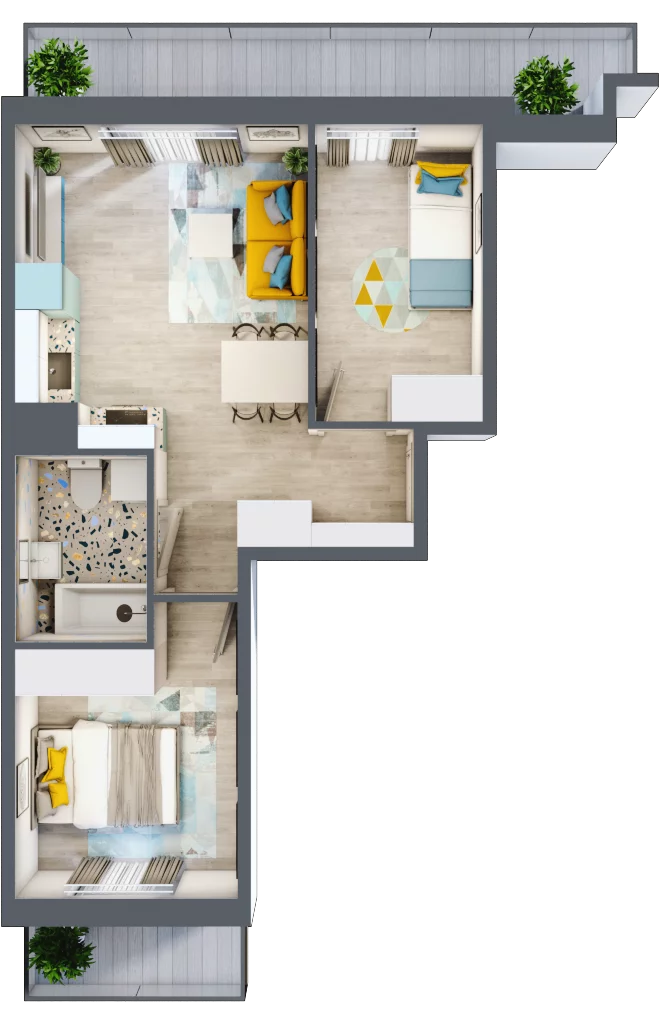 3 pokoje, mieszkanie 45,15 m², piętro 4, oferta nr F19, ul. Glogera - bud. F, G i H, Kraków, Prądnik Biały, Górka Narodowa, ul. Zygmunta Glogera