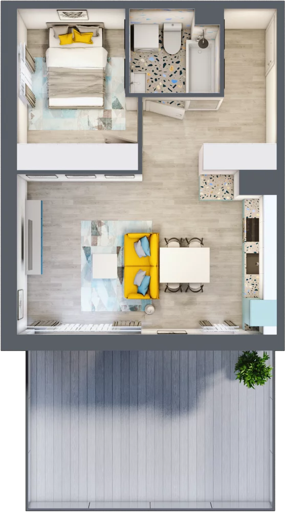 2 pokoje, mieszkanie 42,74 m², parter, oferta nr F23, ul. Glogera - bud. F, G i H, Kraków, Prądnik Biały, Górka Narodowa, ul. Zygmunta Glogera