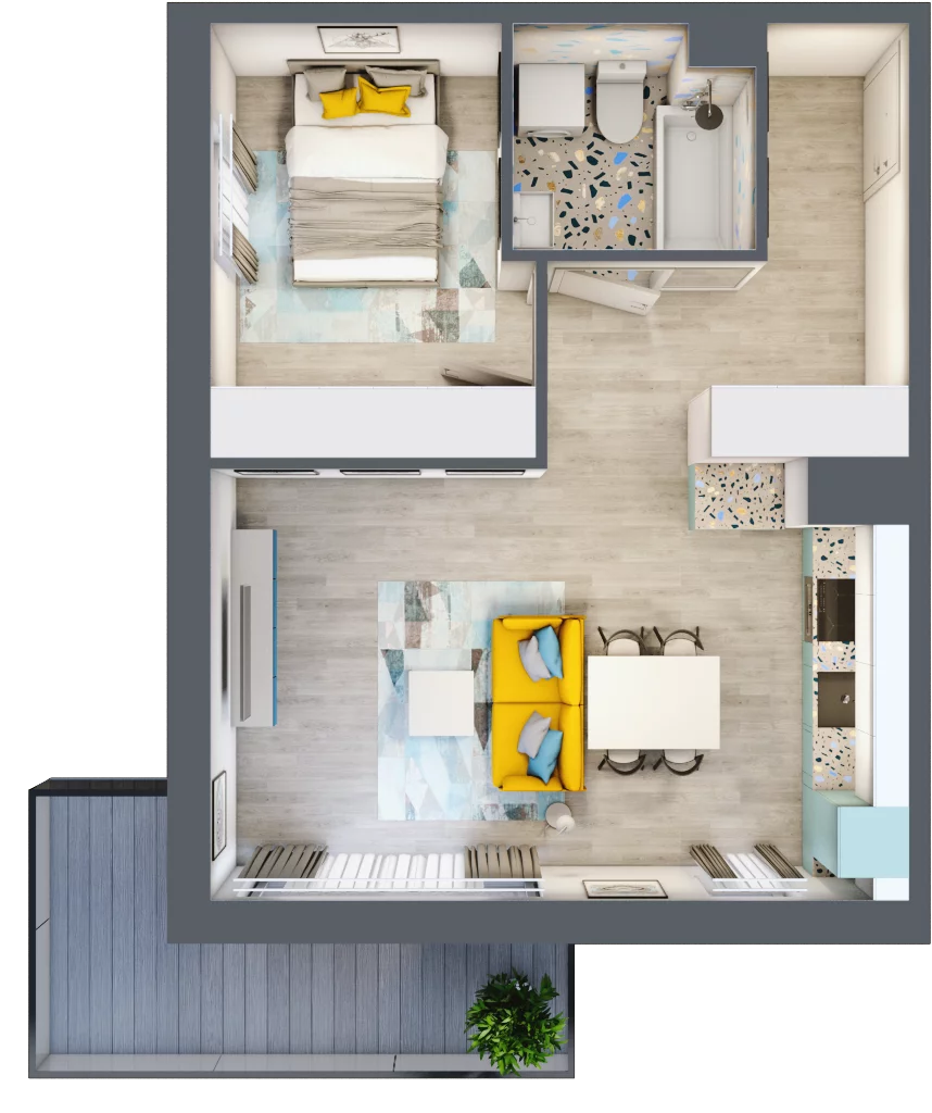 2 pokoje, mieszkanie 42,80 m², piętro 1, oferta nr F28, ul. Glogera - bud. F, G i H, Kraków, Prądnik Biały, Górka Narodowa, ul. Zygmunta Glogera