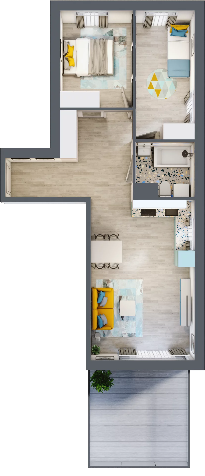 3 pokoje, mieszkanie 61,96 m², parter, oferta nr F1, ul. Glogera - bud. F, G i H, Kraków, Prądnik Biały, Górka Narodowa, ul. Zygmunta Glogera