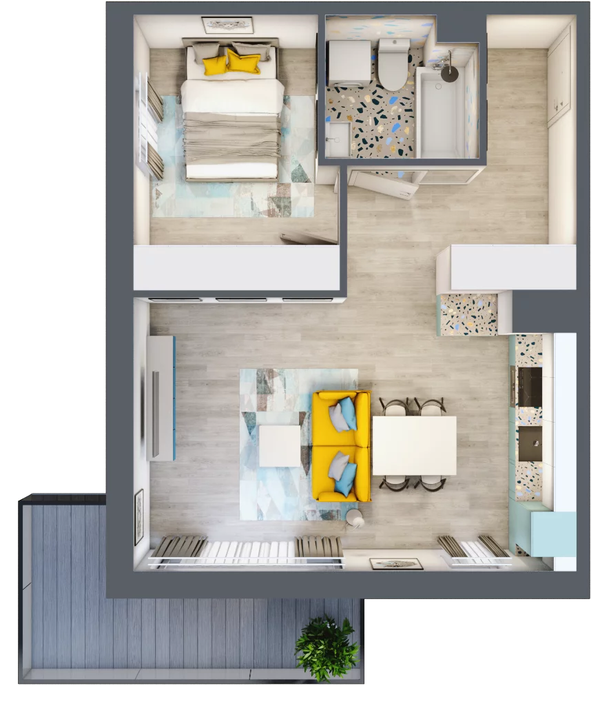 2 pokoje, mieszkanie 42,79 m², piętro 3, oferta nr F38, ul. Glogera - bud. F, G i H, Kraków, Prądnik Biały, Górka Narodowa, ul. Zygmunta Glogera