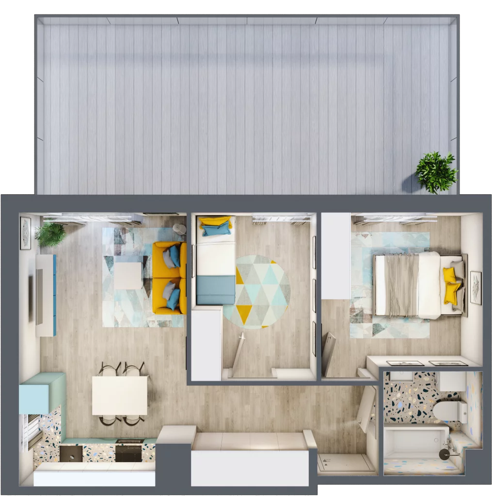 2 pokoje, mieszkanie 50,58 m², parter, oferta nr F24, ul. Glogera - bud. F, G i H, Kraków, Prądnik Biały, Górka Narodowa, ul. Zygmunta Glogera
