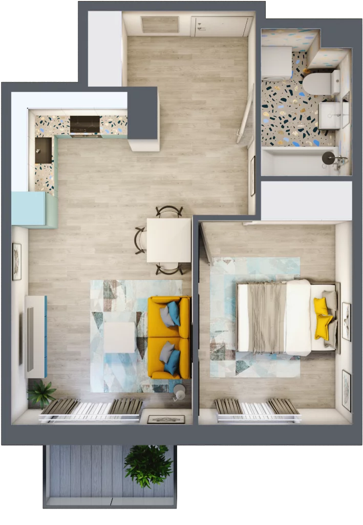 2 pokoje, mieszkanie 41,63 m², piętro 1, oferta nr G23, ul. Glogera - bud. F, G i H, Kraków, Prądnik Biały, Górka Narodowa, ul. Zygmunta Glogera