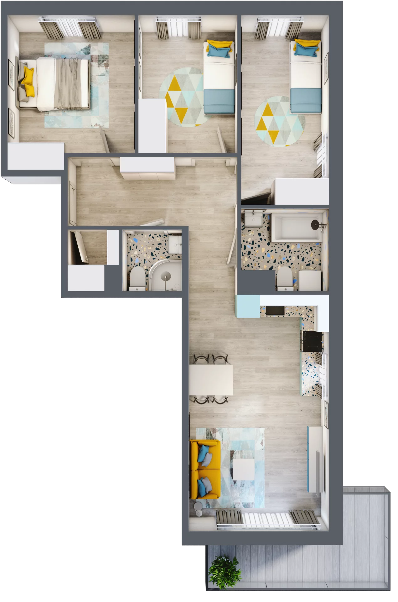 4 pokoje, mieszkanie 72,71 m², piętro 1, oferta nr G5, ul. Glogera - bud. F, G i H, Kraków, Prądnik Biały, Górka Narodowa, ul. Zygmunta Glogera