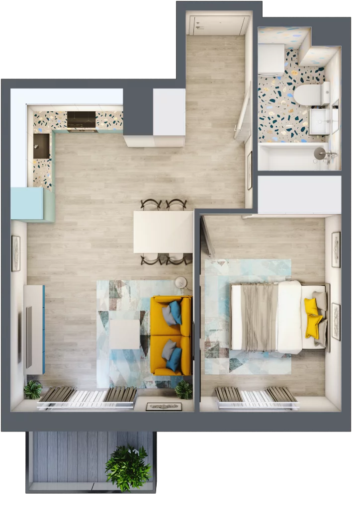 2 pokoje, mieszkanie 39,11 m², piętro 1, oferta nr G7, ul. Glogera - bud. F, G i H, Kraków, Prądnik Biały, Górka Narodowa, ul. Zygmunta Glogera