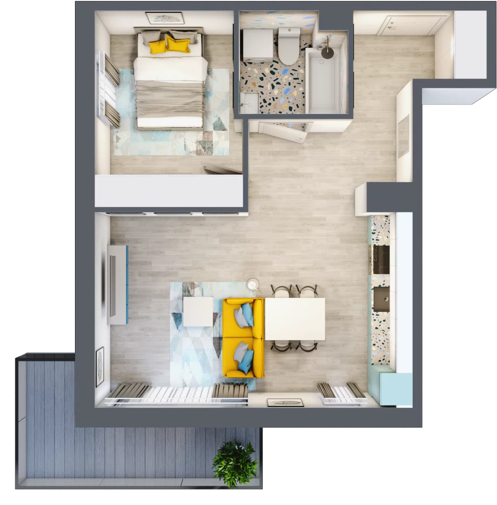 2 pokoje, mieszkanie 44,27 m², piętro 2, oferta nr G29, ul. Glogera - bud. F, G i H, Kraków, Prądnik Biały, Górka Narodowa, ul. Zygmunta Glogera