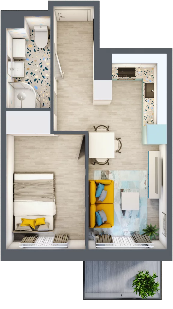 2 pokoje, mieszkanie 31,57 m², piętro 1, oferta nr G22, ul. Glogera - bud. F, G i H, Kraków, Prądnik Biały, Górka Narodowa, ul. Zygmunta Glogera