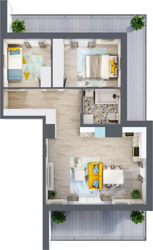 3 pokoje, mieszkanie 56,05 m², piętro 3, oferta nr G13, ul. Glogera - bud. F, G i H, Kraków, Prądnik Biały, Górka Narodowa, ul. Zygmunta Glogera