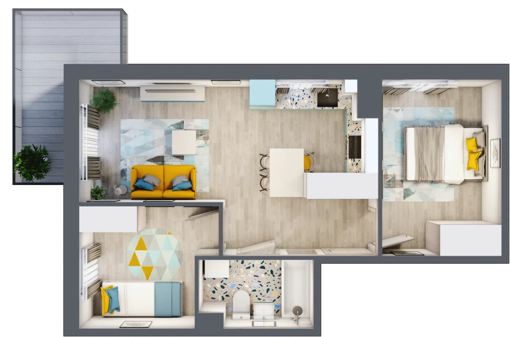 3 pokoje, mieszkanie 44,74 m², piętro 1, oferta nr G25, ul. Glogera - bud. F, G i H, Kraków, Prądnik Biały, Górka Narodowa, ul. Zygmunta Glogera