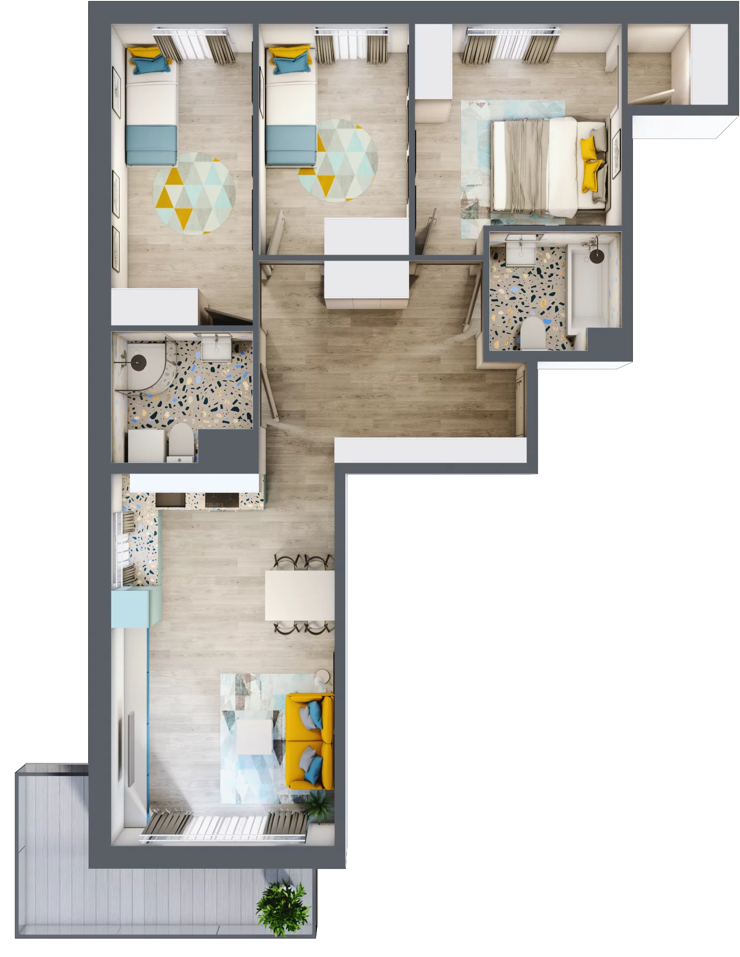 4 pokoje, mieszkanie 76,76 m², piętro 3, oferta nr H35, ul. Glogera - bud. F, G i H, Kraków, Prądnik Biały, Górka Narodowa, ul. Zygmunta Glogera