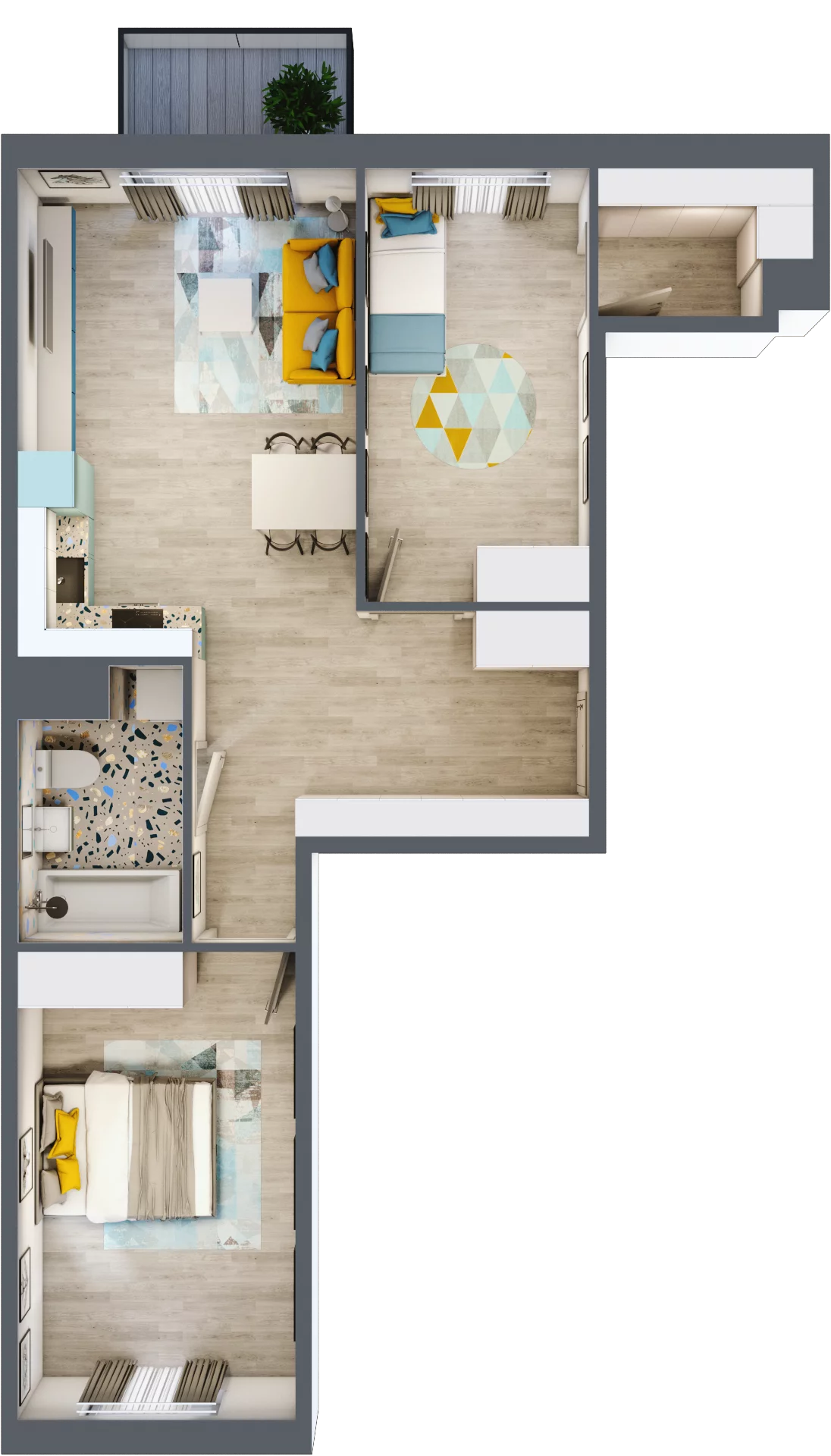3 pokoje, mieszkanie 62,39 m², piętro 3, oferta nr H16, ul. Glogera - bud. F, G i H, Kraków, Prądnik Biały, Górka Narodowa, ul. Zygmunta Glogera