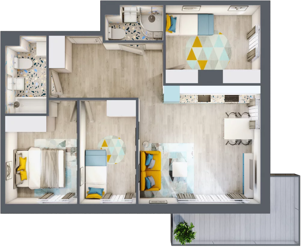4 pokoje, mieszkanie 63,56 m², piętro 2, oferta nr H10, ul. Glogera - bud. F, G i H, Kraków, Prądnik Biały, Górka Narodowa, ul. Zygmunta Glogera