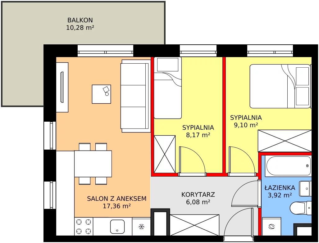 Zalety mieszkania 44.63 m², 9