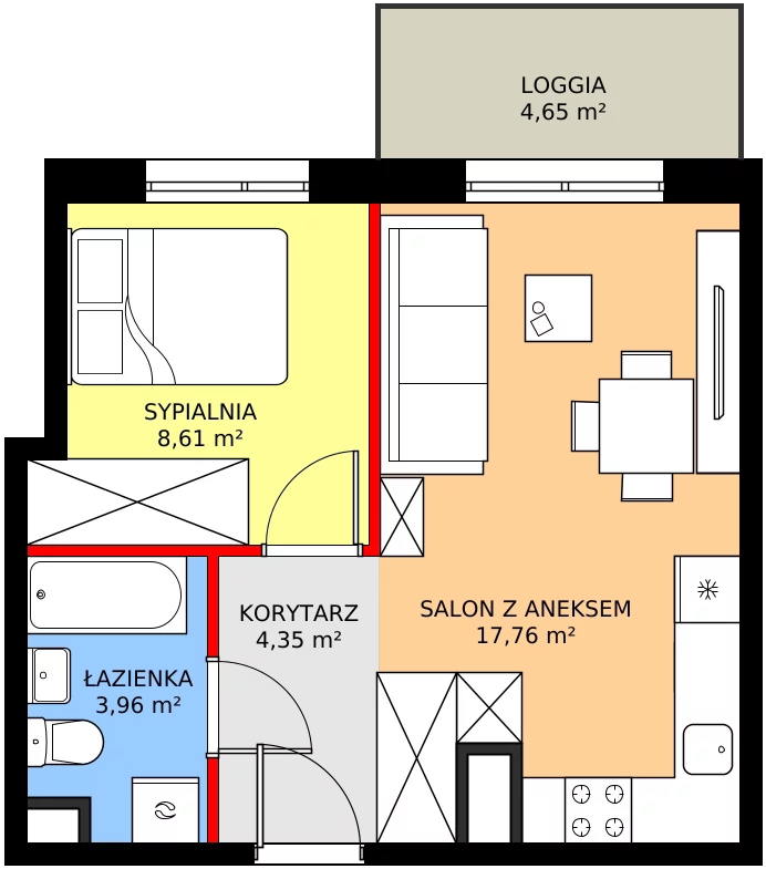 Zalety mieszkania 34.68 m², 108