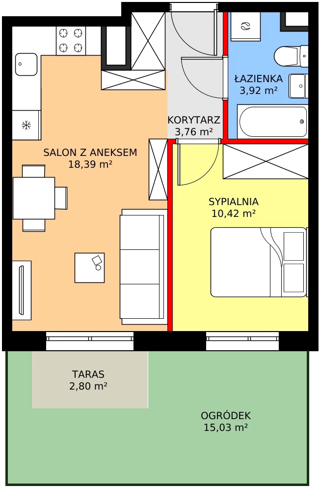 Zalety mieszkania 36.49 m², 7