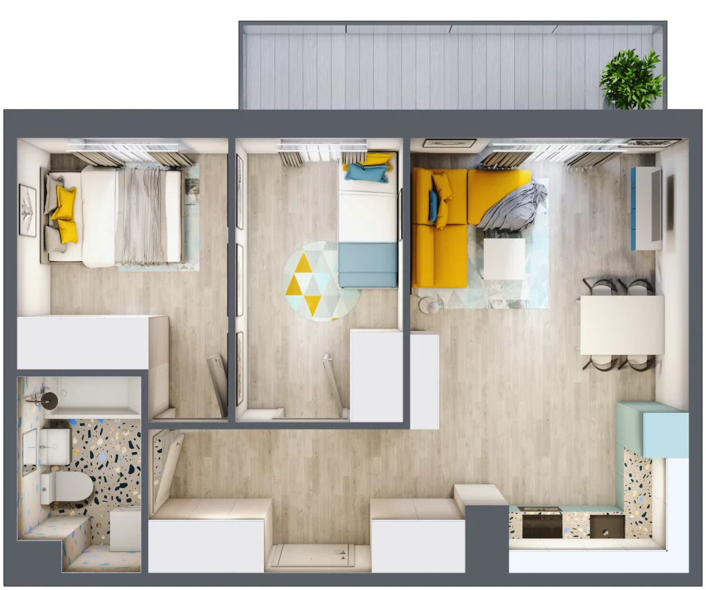 3 pokoje, mieszkanie 49,16 m², piętro 9, oferta nr 109, ul. Powstańców / os. Piastów - Budynek F, Kraków, Mistrzejowice, Osiedle Piastów, ul. Powstańców / os. Piastów