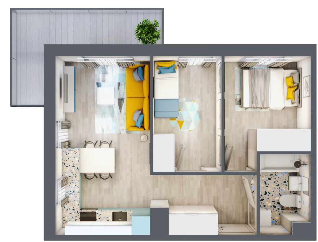 3 pokoje, mieszkanie 45,10 m², piętro 8, oferta nr 105, ul. Powstańców / os. Piastów - Budynek F, Kraków, Mistrzejowice, Osiedle Piastów, ul. Powstańców / os. Piastów