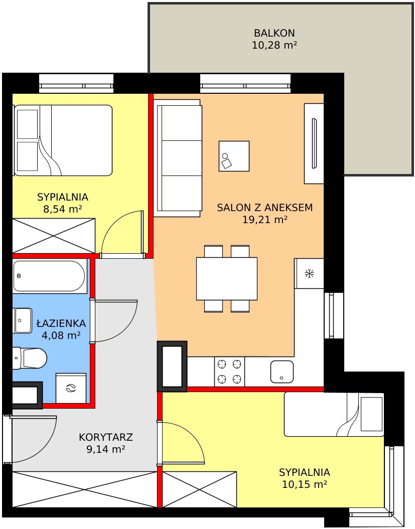 Zalety mieszkania 51.12 m², 2