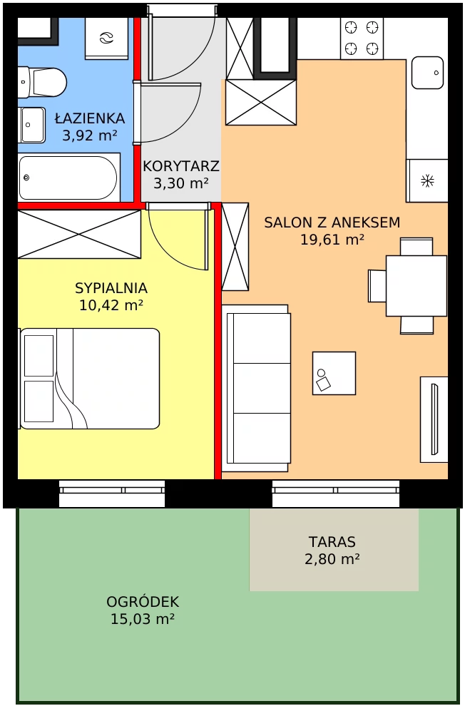 Zalety mieszkania 37.25 m², 4