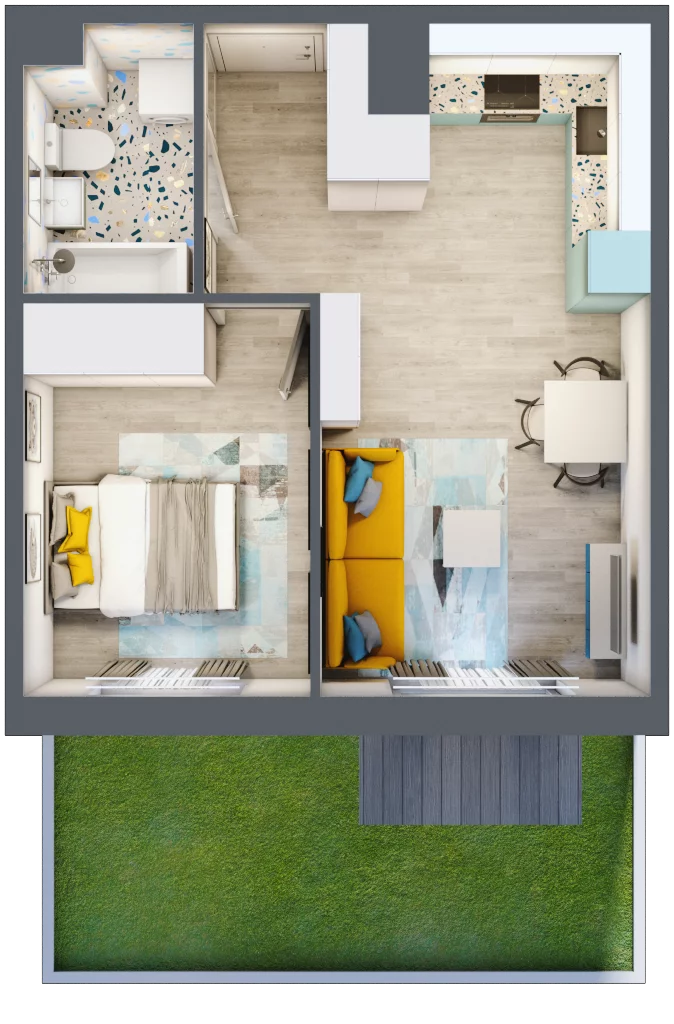 2 pokoje, mieszkanie 37,25 m², parter, oferta nr 4, ul. Powstańców / os. Piastów - Budynek F, Kraków, Mistrzejowice, Osiedle Piastów, ul. Powstańców / os. Piastów