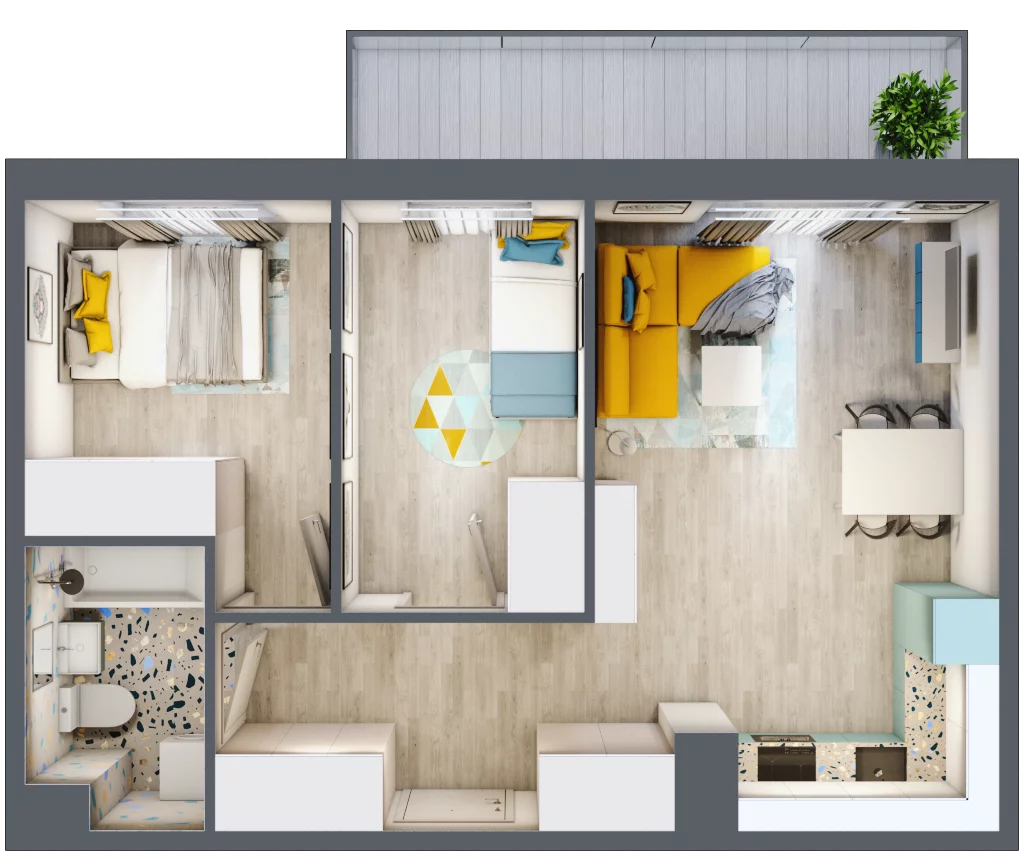 3 pokoje, mieszkanie 49,16 m², piętro 4, oferta nr 49, ul. Powstańców / os. Piastów - Budynek F, Kraków, Mistrzejowice, Osiedle Piastów, ul. Powstańców / os. Piastów