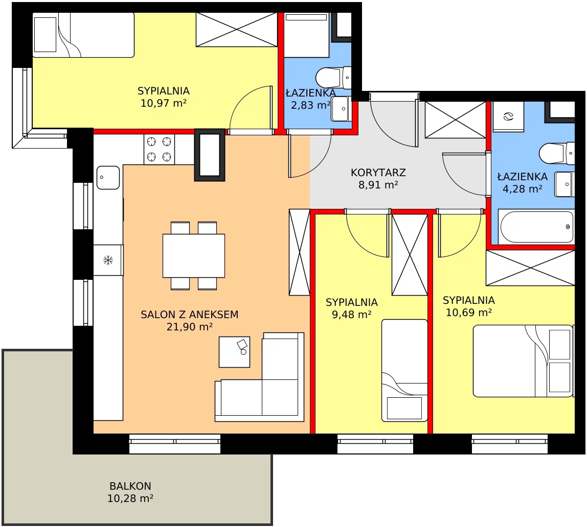 Zalety mieszkania 69.06 m², 44