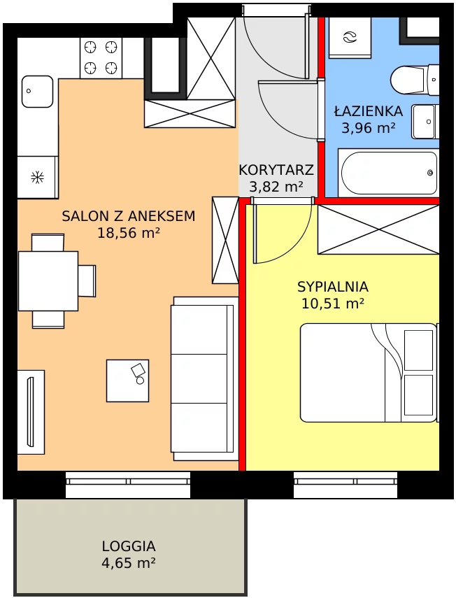 Zalety mieszkania 36.85 m², 115