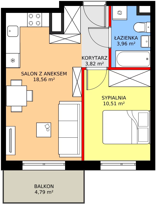 Zalety mieszkania 36.85 m², 31