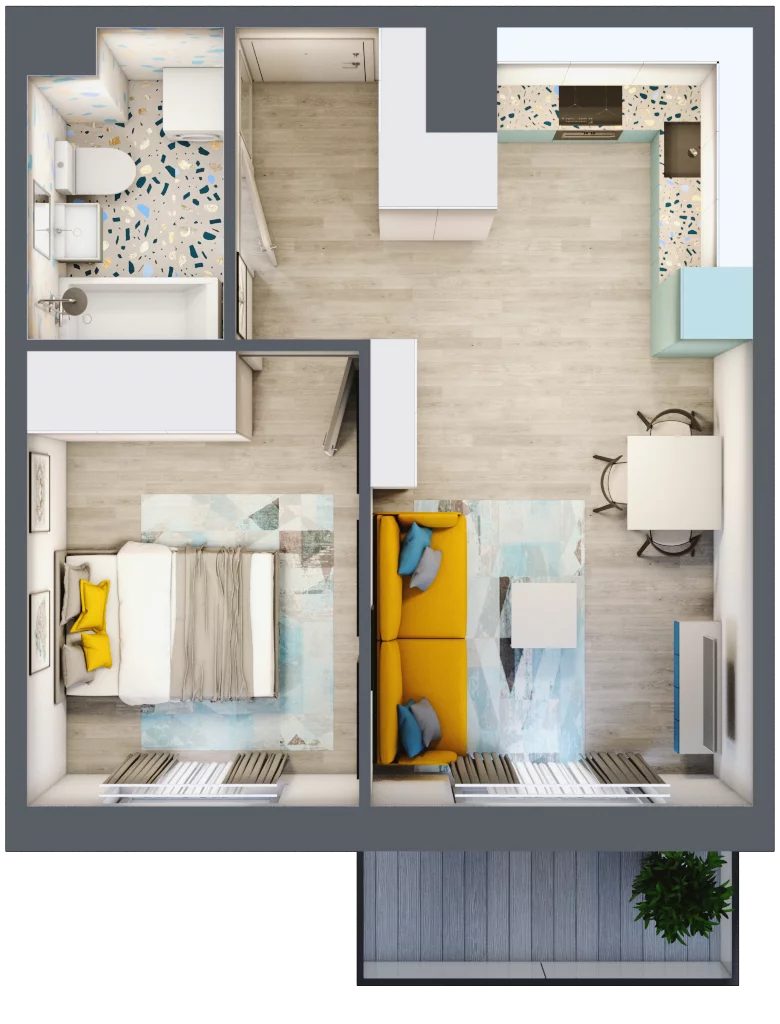 2 pokoje, mieszkanie 37,58 m², piętro 7, oferta nr 88, ul. Powstańców / os. Piastów - Budynek F, Kraków, Mistrzejowice, Osiedle Piastów, ul. Powstańców / os. Piastów
