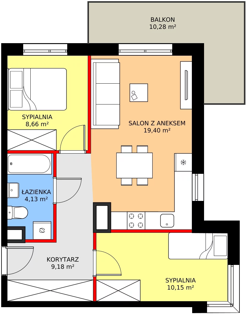 Zalety mieszkania 51.52 m², 74