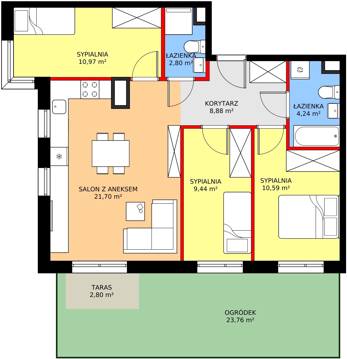 Zalety mieszkania 68.62 m², 8