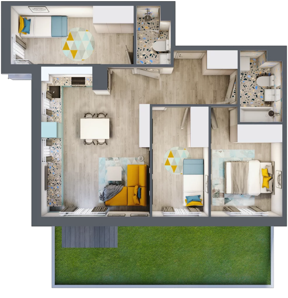 4 pokoje, mieszkanie 68,62 m², parter, oferta nr 8, ul. Powstańców / os. Piastów - Budynek F, Kraków, Mistrzejowice, Osiedle Piastów, ul. Powstańców / os. Piastów