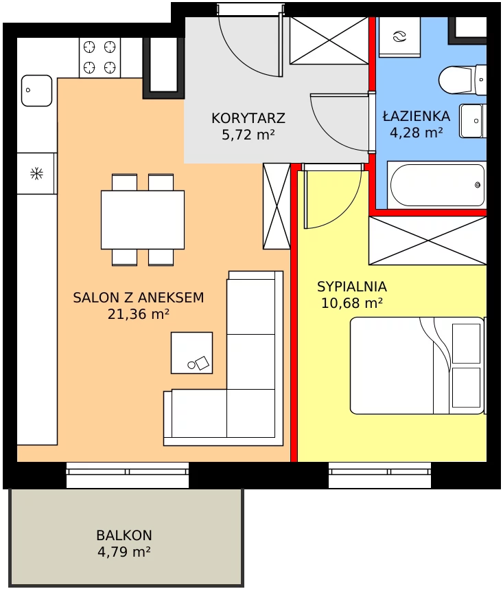 Zalety mieszkania 42.04 m², 66