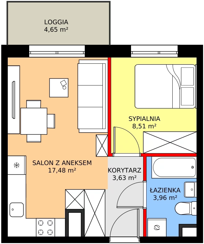Zalety mieszkania 33.58 m², 118