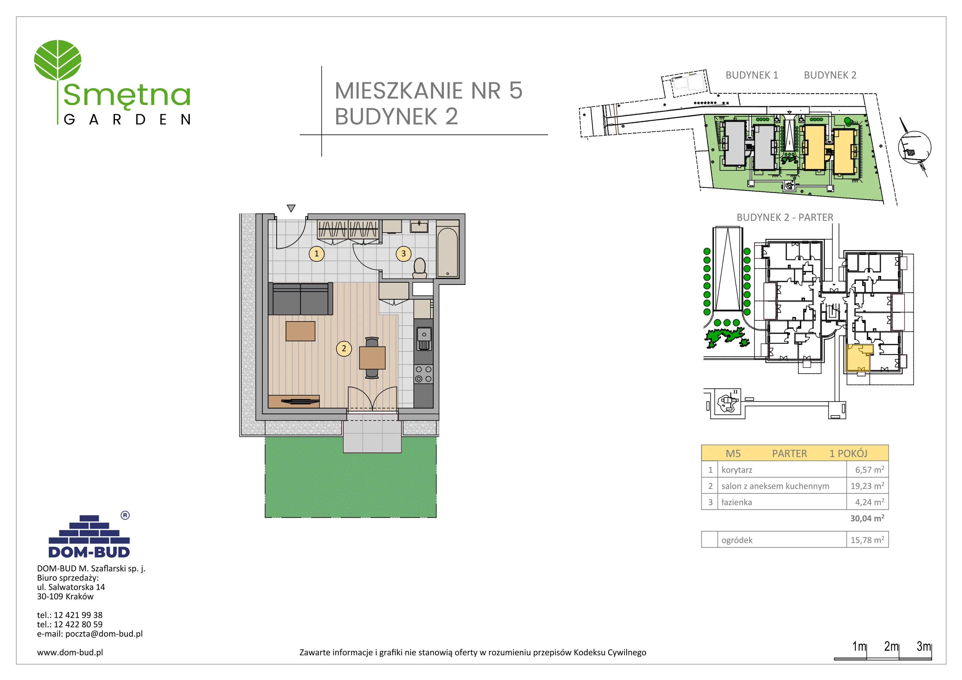 1 pokój, mieszkanie 30,04 m², parter, oferta nr 5, Smętna Garden, Kraków, Bronowice, Bronowice Wielkie, ul. Smętna 1E/F
