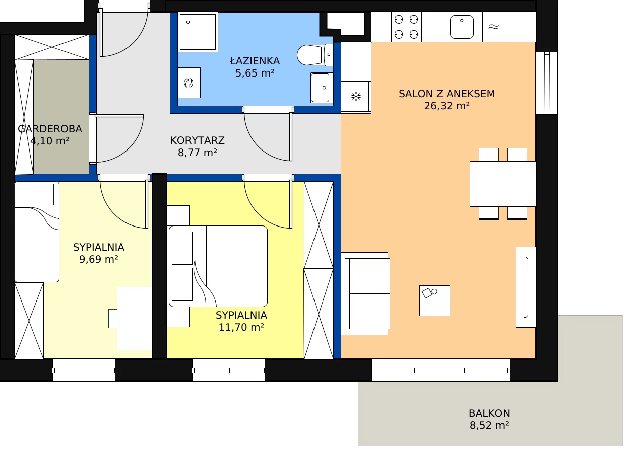 Zalety mieszkania 66.23 m², A-15