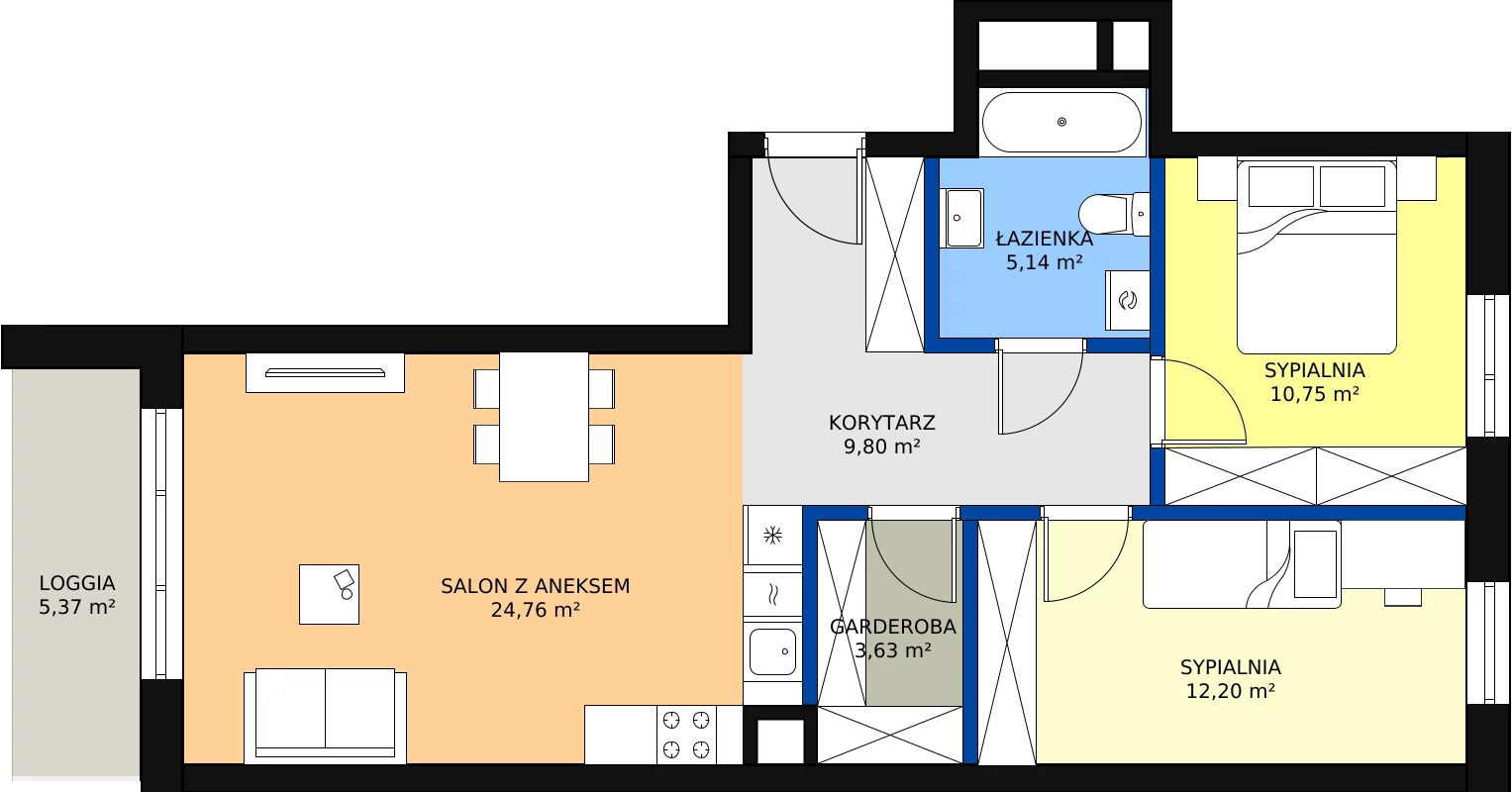 Zalety mieszkania 66.28 m², A-31