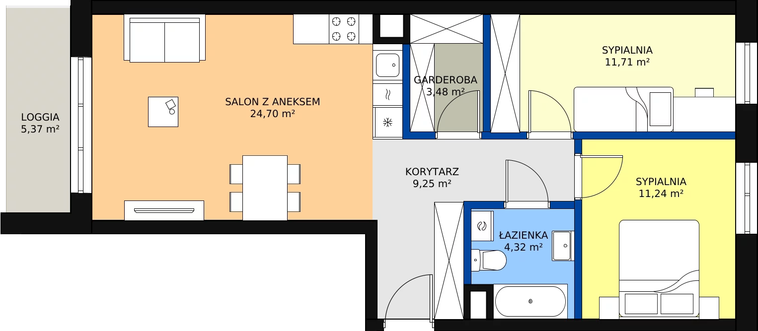 Zalety mieszkania 64.7 m², A-22