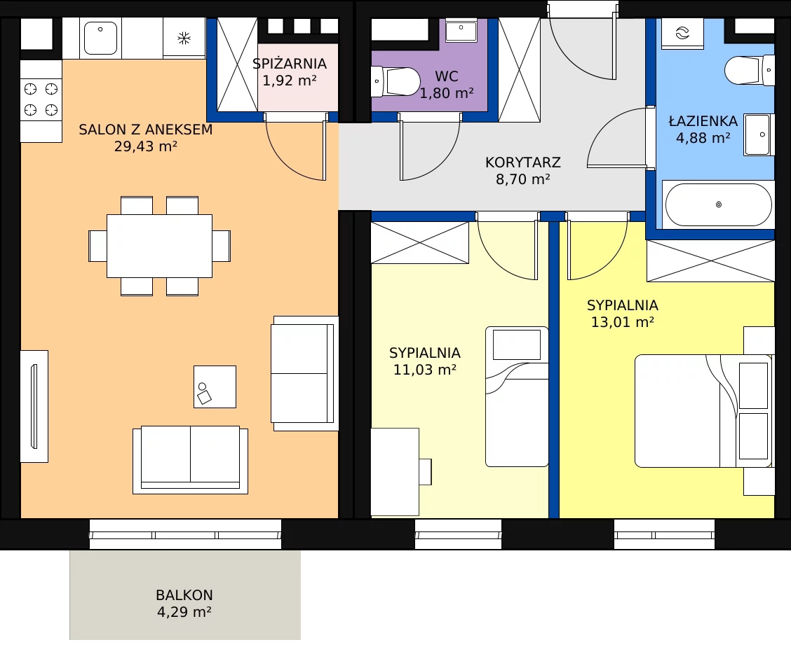 Zalety mieszkania 70.77 m², C-104