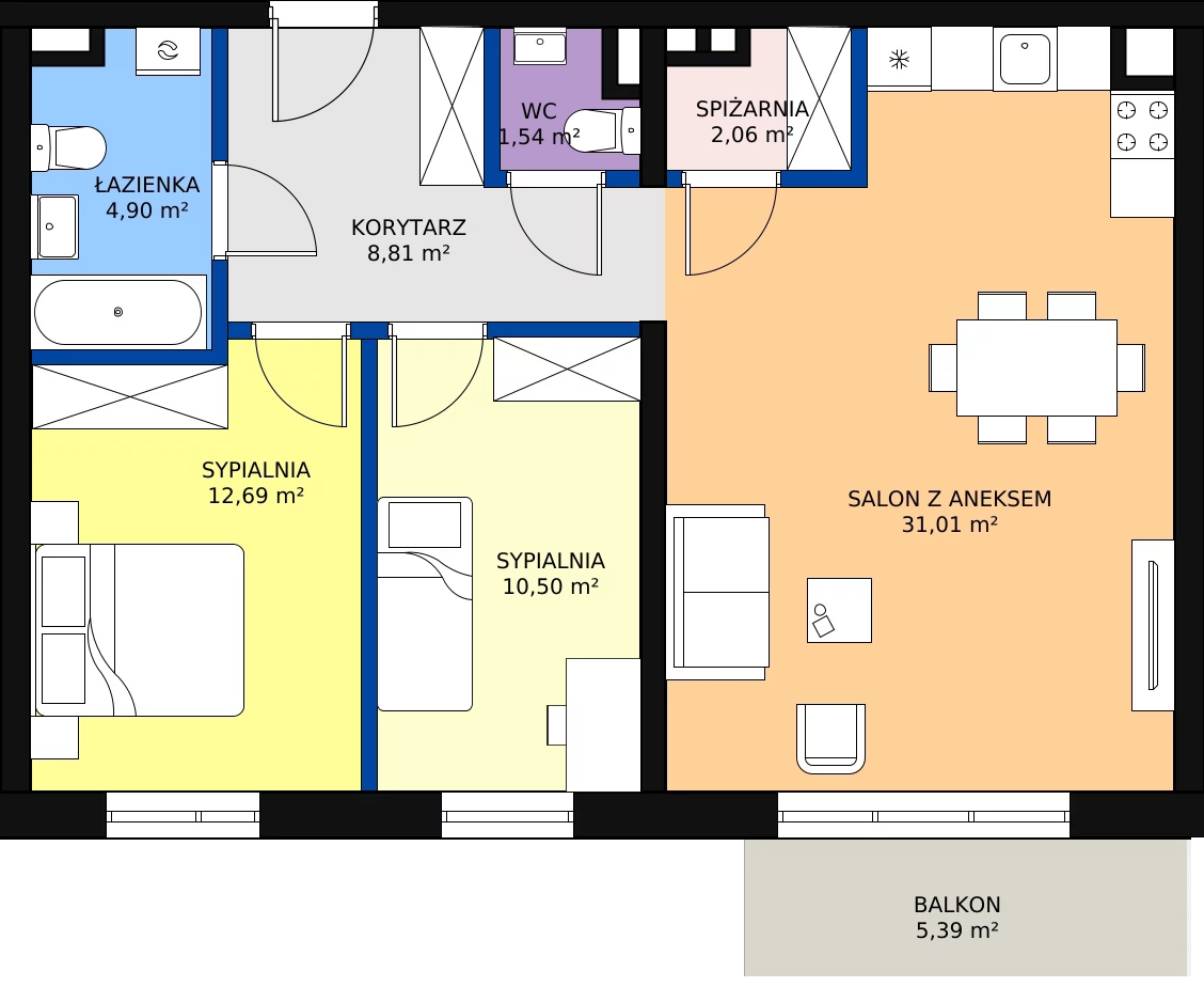 Zalety mieszkania 71.51 m², C-131
