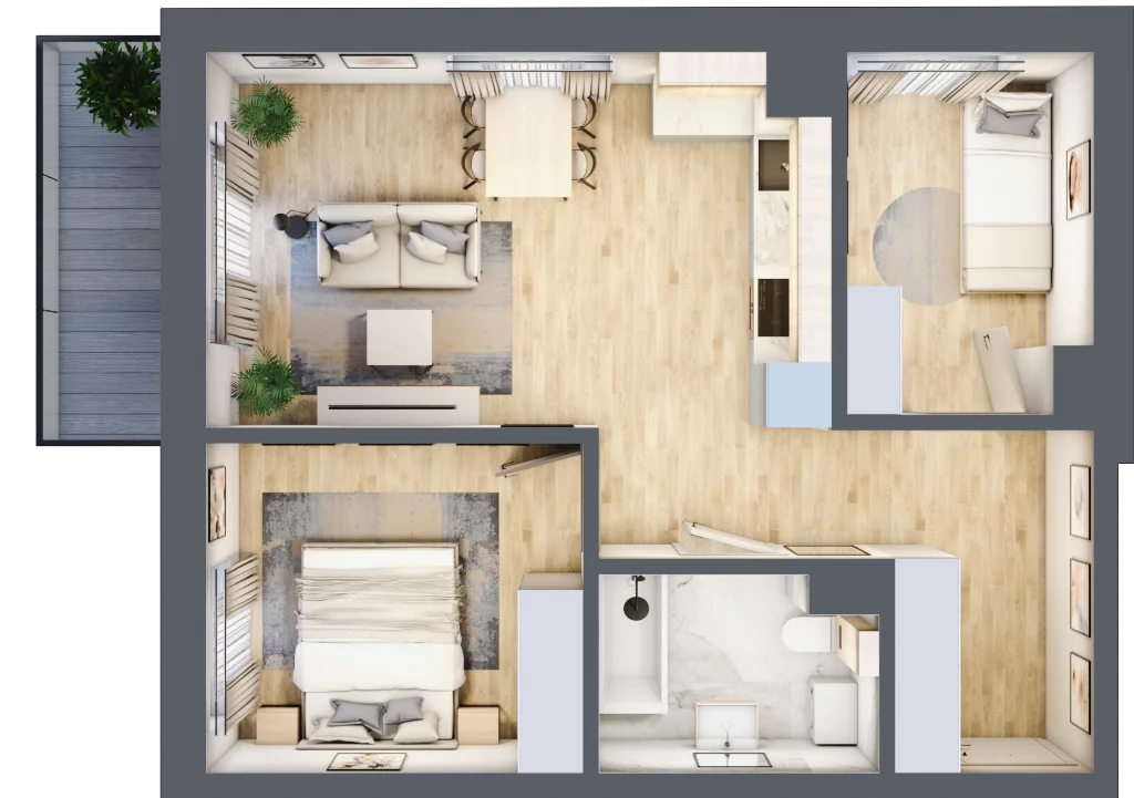 3 pokoje, mieszkanie 50,94 m², piętro 1, oferta nr 7, ul. Centralna - Etap II, Kraków, Czyżyny, ul. Centralna