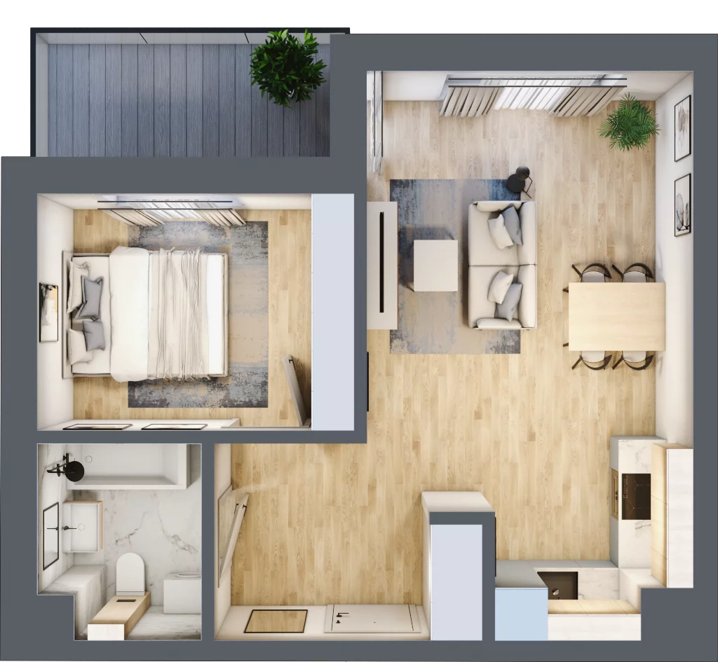 2 pokoje, mieszkanie 41,13 m², piętro 2, oferta nr 14, ul. Centralna - Etap II, Kraków, Czyżyny, ul. Centralna