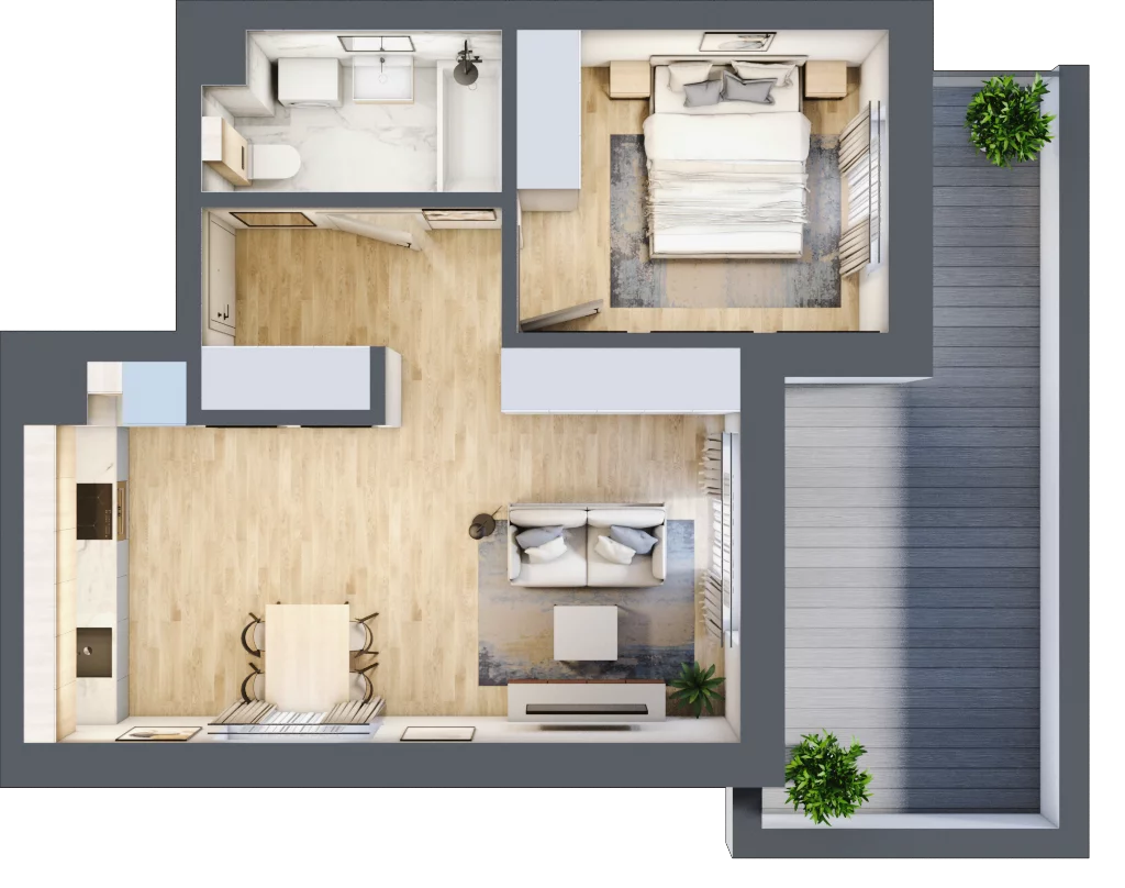 2 pokoje, mieszkanie 42,18 m², parter, oferta nr 4, ul. Centralna - Etap II, Kraków, Czyżyny, ul. Centralna