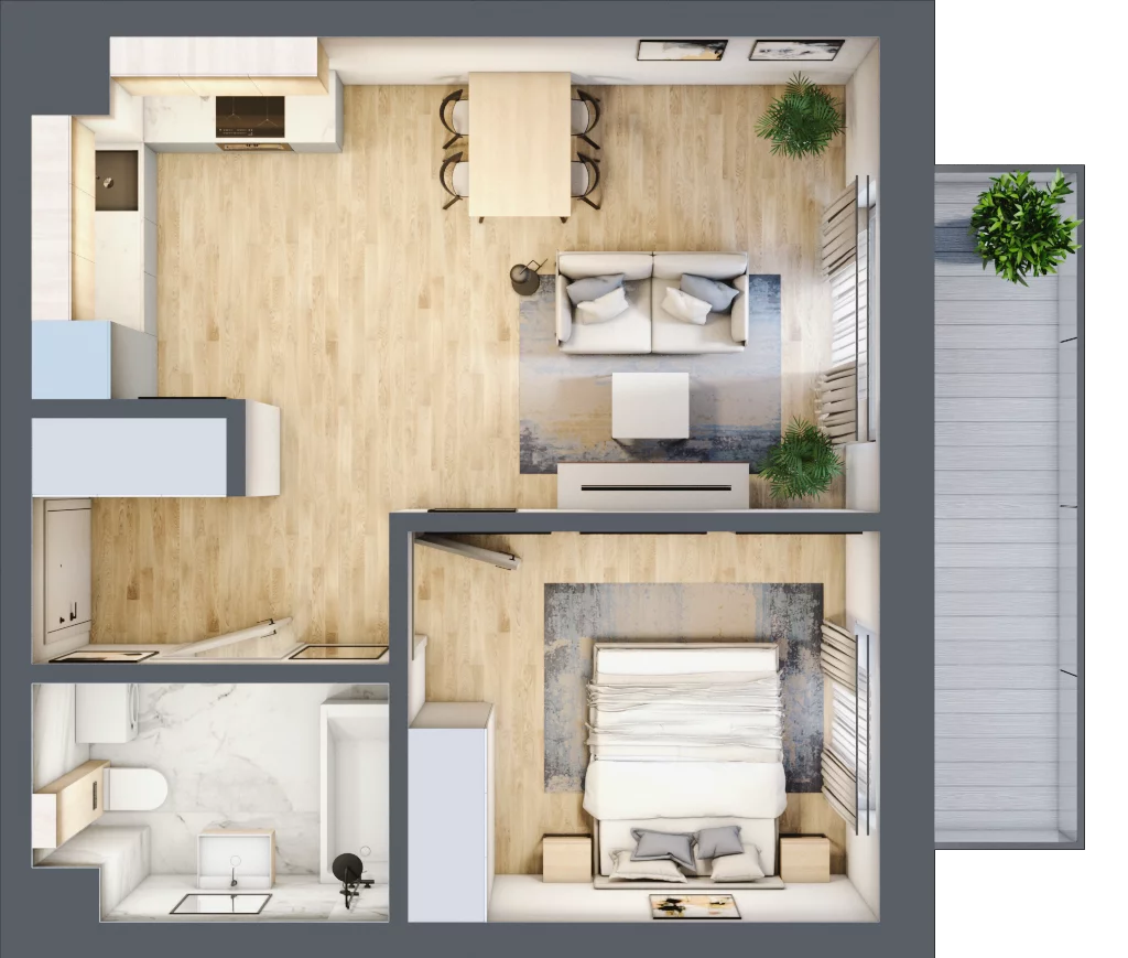 2 pokoje, mieszkanie 41,69 m², piętro 5, oferta nr 33, ul. Centralna - Etap II, Kraków, Czyżyny, ul. Centralna