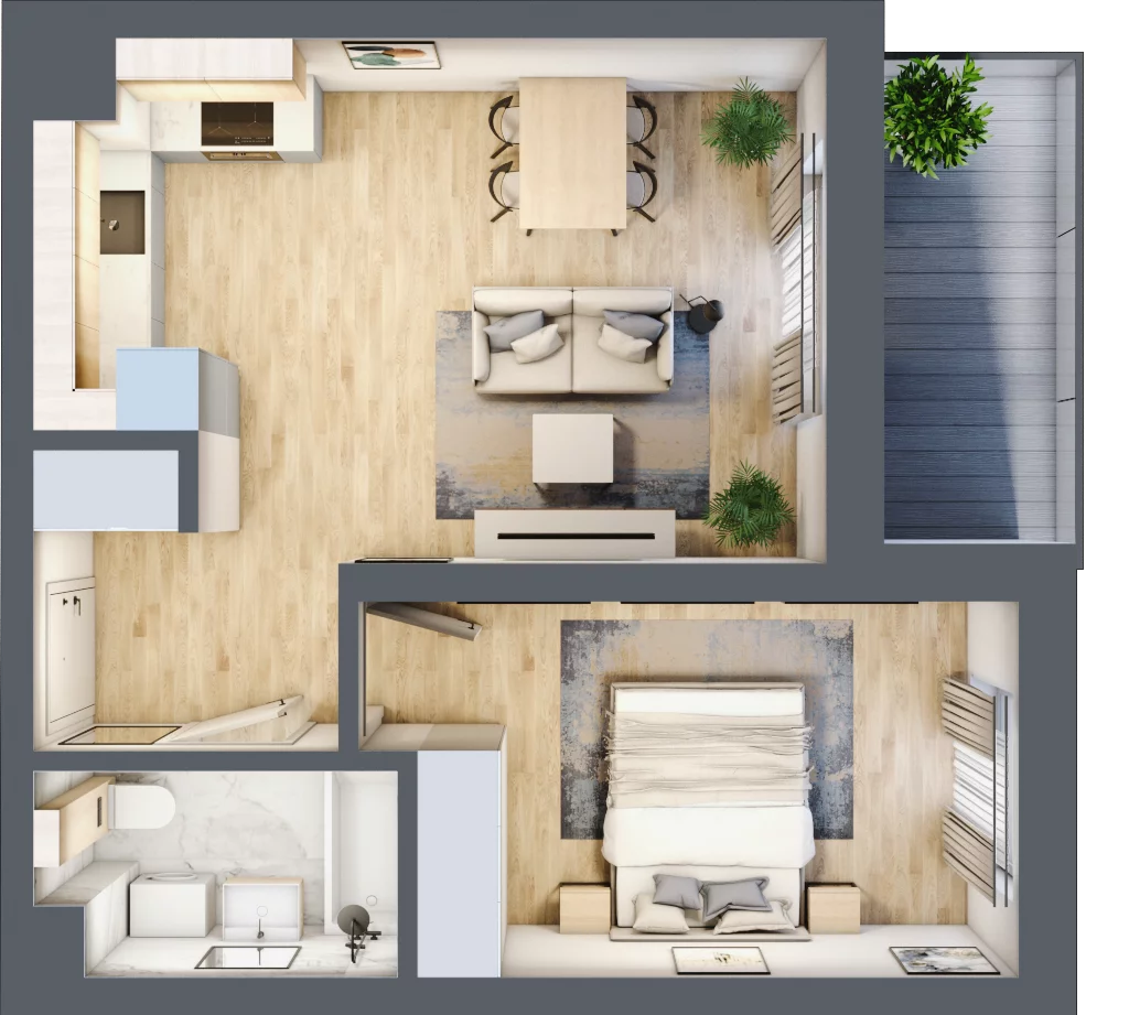 2 pokoje, mieszkanie 40,62 m², piętro 1, oferta nr 42, ul. Centralna - Etap II, Kraków, Czyżyny, ul. Centralna