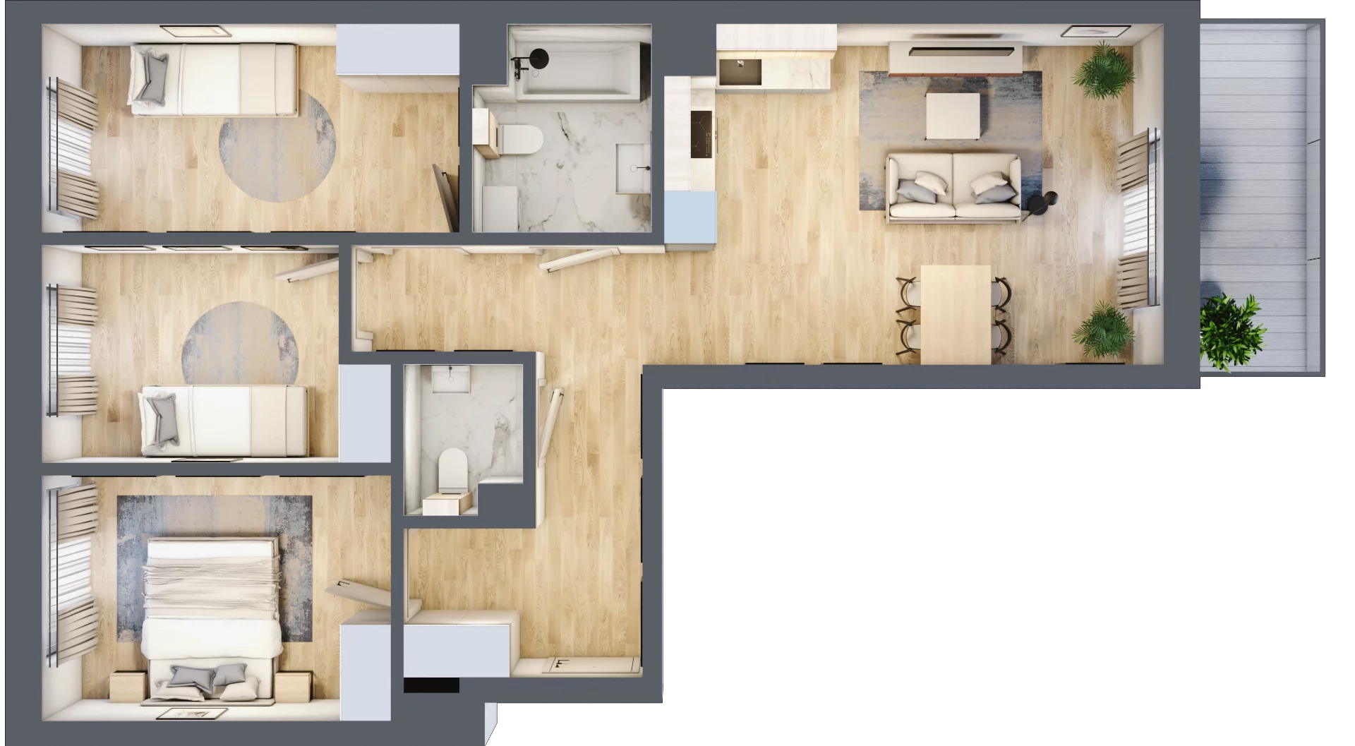 4 pokoje, mieszkanie 72,70 m², piętro 1, oferta nr 61, ul. Centralna - Etap II, Kraków, Czyżyny, ul. Centralna