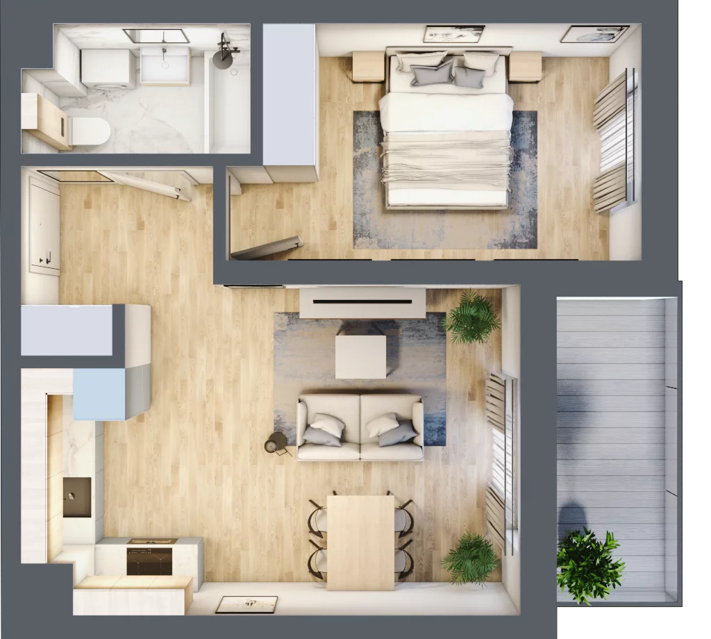 2 pokoje, mieszkanie 40,62 m², piętro 2, oferta nr 47, ul. Centralna - Etap II, Kraków, Czyżyny, ul. Centralna