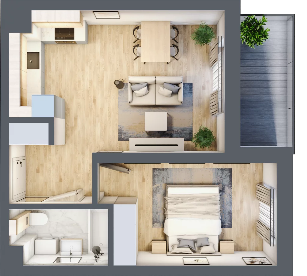2 pokoje, mieszkanie 40,47 m², piętro 3, oferta nr 90, ul. Centralna - Etap II, Kraków, Czyżyny, ul. Centralna