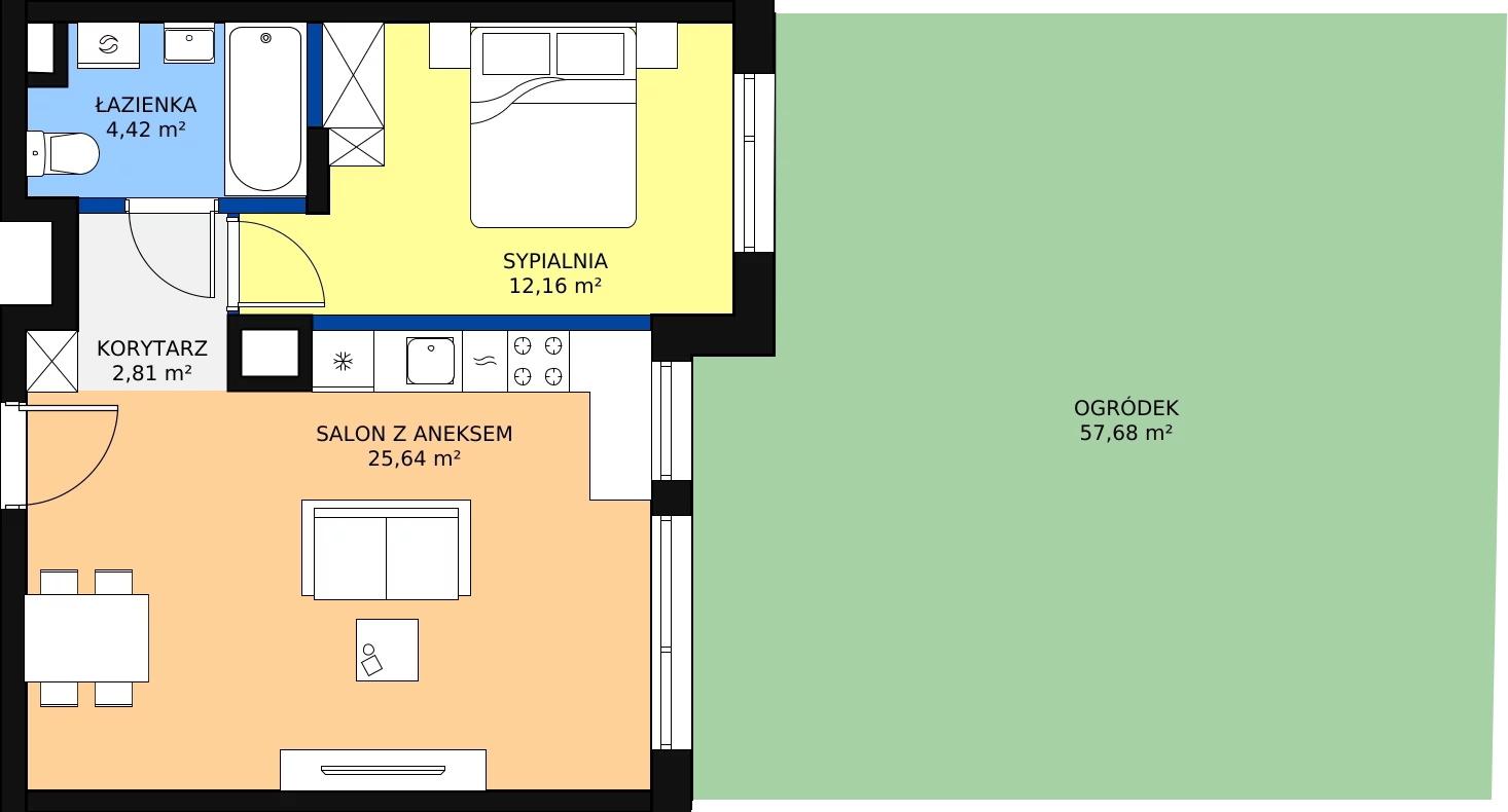 Zalety apartamentu 45.03 m², 9