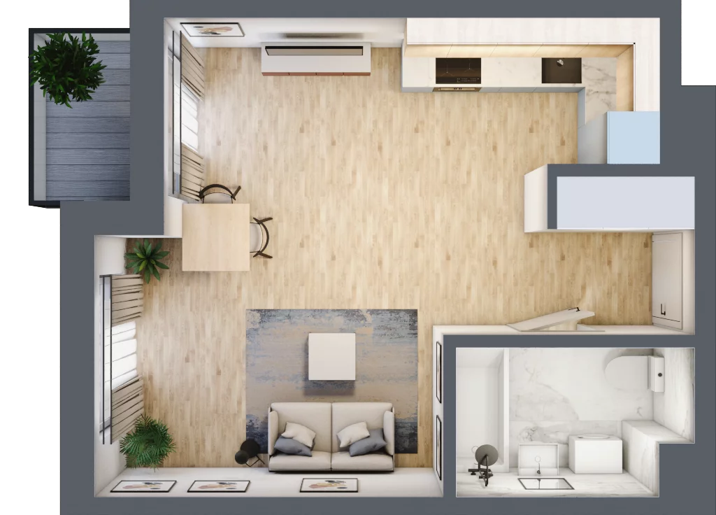 1 pokój, mieszkanie 33,91 m², piętro 1, oferta nr 12, Aura Mokotów II, Warszawa, Mokotów, Siekierki, ul. Bluszczańska